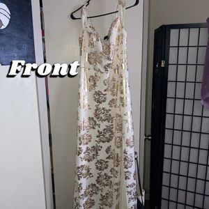 White and Gold Rose prom dress